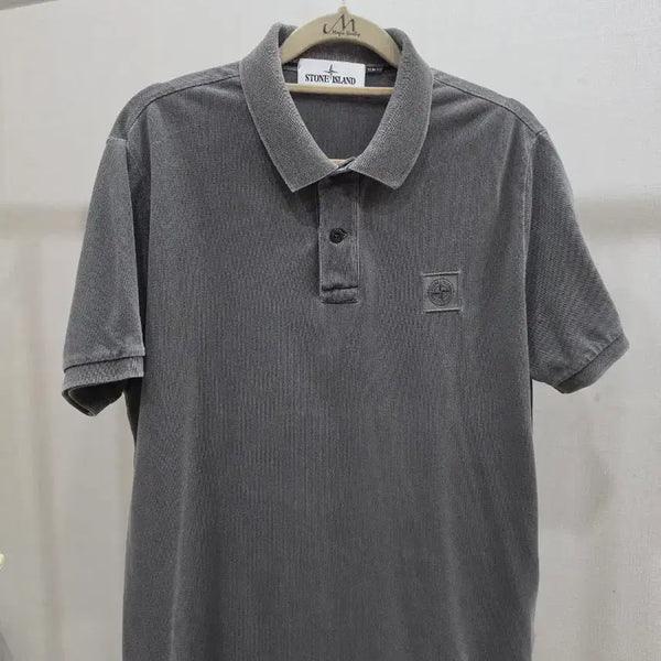 [BUNJANG] Stone Island Grey Polo T-Shirt (Size L) / 스톤아일랜드 그레이 카라 티셔츠