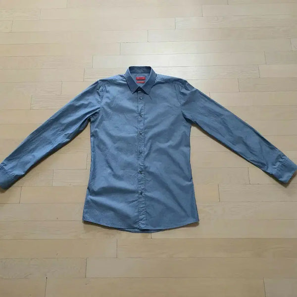 [BUNJANG] HUGO BOSS Grey Navy Blend Striped Pattern Cotton Shirt / HUGO BOSS 휴고보스 셔츠