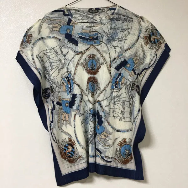 [BUNJANG] Pleats Mi Printing Pleats Blouse / 플리츠미 프린팅 플리츠 블라우스