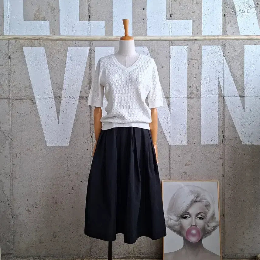 [BUNJANG] Balenciaga White Cable Knit Short Sleeve Top / 발렌시아 흰색 케이블 니트 반팔(SB1
