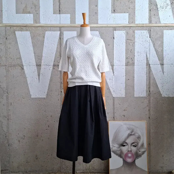 [BUNJANG] Balenciaga White Cable Knit Short Sleeve Top / 발렌시아 흰색 케이블 니트 반팔(SB1