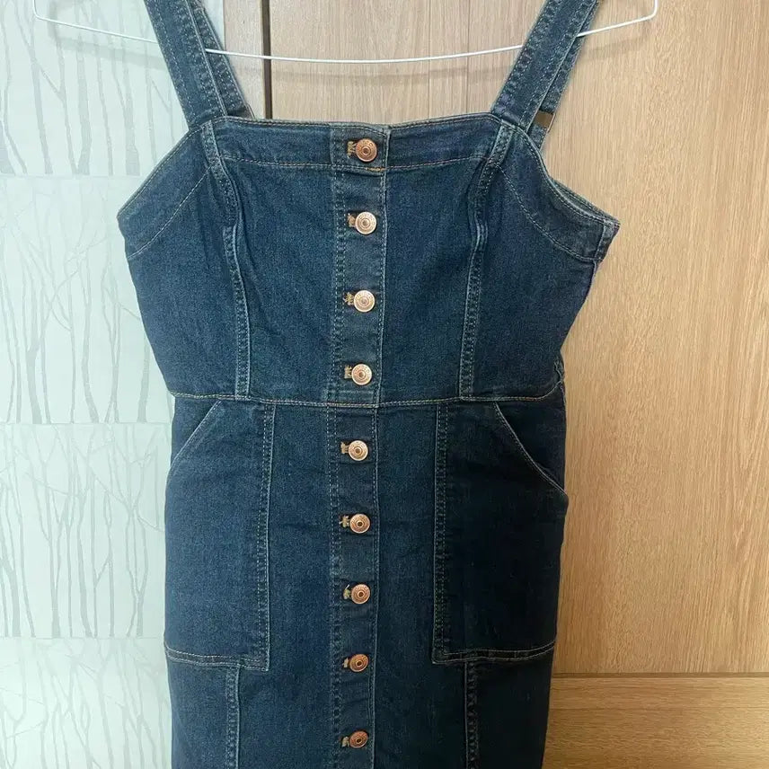 [BUNJANG] Denim Bustier Mini Dress (Dark Blue) / 데님 뷔스티에 미니 원피스(진한 청색)