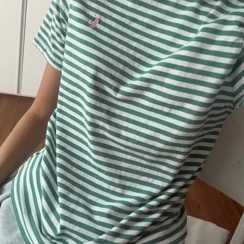 [BUNJANG] Polo Ralph Lauren Striped Short Sleeve T-Shirt Green / 폴로 스트라이프 그린 반팔티셔츠 / 무신사에이블리지그재그쉬인크림빈티지