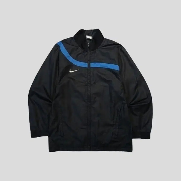 [BUNJANG] Nike 00s Black Blue Lining White Swoosh Logo Old School Windbreaker Jacket (Woman's M) / 나이키 00s 블랙 블루 라이닝 화이트 스우시 로고 올드스쿨 바람막이 자켓 WOMANS M