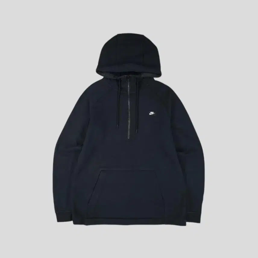 [BUNJANG] Nike Pigment Cotton Blend Box Futura Logo Half-Zip Hooded Sweatshirt Pullover M / 나이키 피그먼트 네이비 블랙 화이트 배색 박스 퓨추라로고 레글런 하프집업 반집업 코튼블렌드 후드 티셔츠 풀오버 M