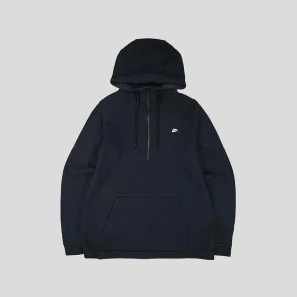 [BUNJANG] Nike Pigment Cotton Blend Box Futura Logo Half-Zip Hooded Sweatshirt Pullover M / 나이키 피그먼트 네이비 블랙 화이트 배색 박스 퓨추라로고 레글런 하프집업 반집업 코튼블렌드 후드 티셔츠 풀오버 M