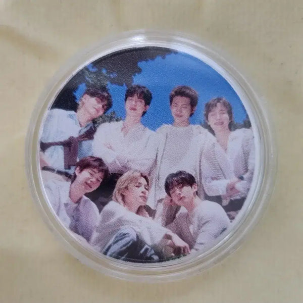 [BUNJANG] BTS 7 Members Silver Coin Style Medallion Display / 방탄소년단 7맴버의 은색동전 모양 포토 (굿즈아님) 1개 새상품