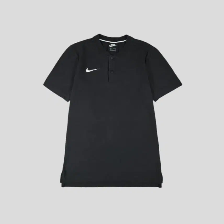 [BUNJANG] Nike Pigment Colorblock Half-Button Henry Neck PK Pique Short Sleeve T-Shirt / 나이키 피그먼트 블랙 화이트 배색 스우시 로고 하프버튼 헨리넥 PK 피케 반팔 티셔츠 M