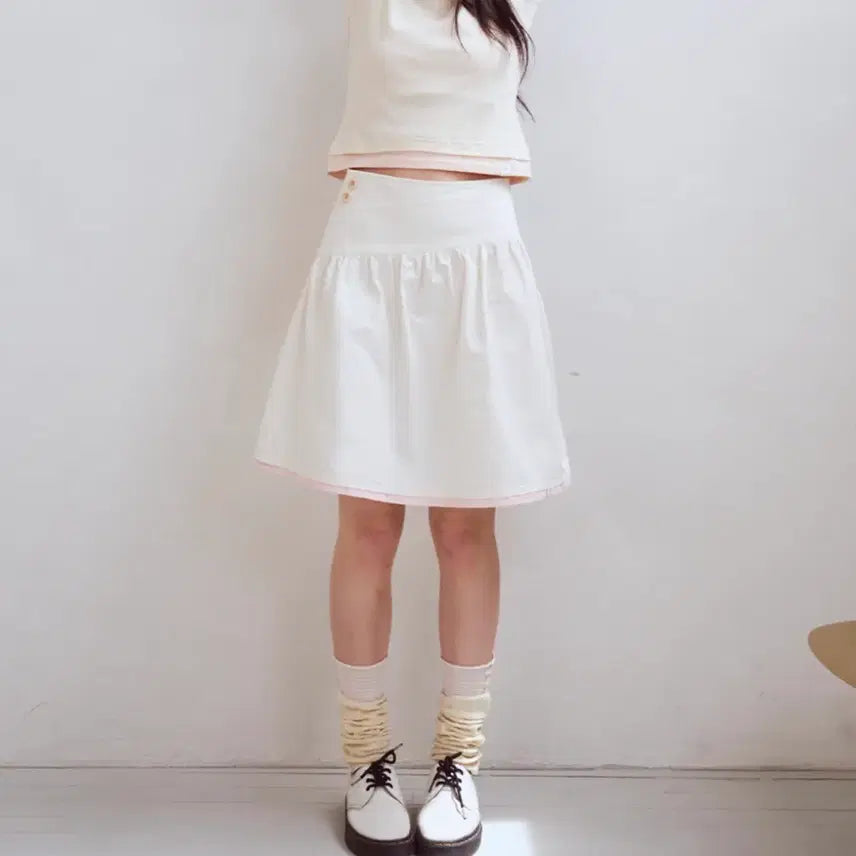 [BUNJANG] Ophish Shirring Faux Wrap Skirt Ivory / 오피쉬 셔링 페이크 랩 스커트 (아이보리