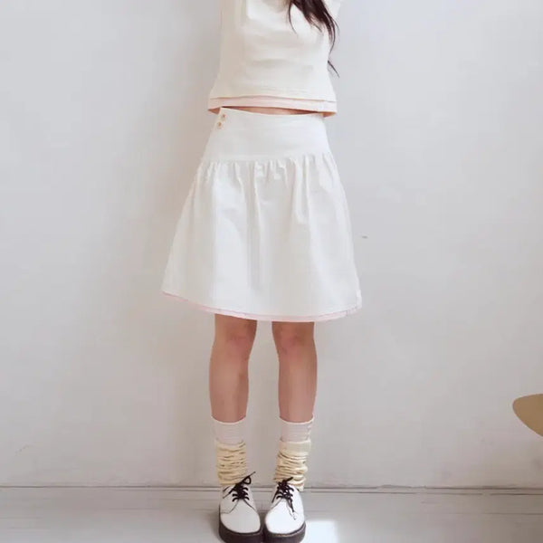 [BUNJANG] Ophish Shirring Faux Wrap Skirt Ivory / 오피쉬 셔링 페이크 랩 스커트 (아이보리