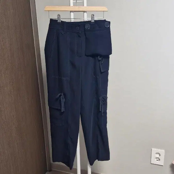 [BUNJANG] Lucky Chouette Black Poly-Spandex Summer Cargo Pants / 럭키슈에뜨(36/허리25) 블랙폴리스판썸머팬츠