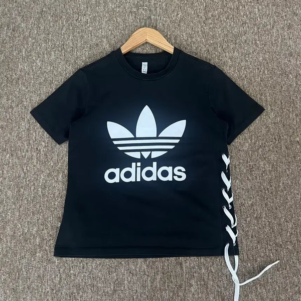 [BUNJANG] Adidas Trefoil Lace Short Sleeve T-Shirt Black M / 여성) 아디다스 트레포일 레이스 반팔티 블랙 M