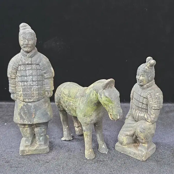 [BUNJANG] Terracotta Warrior Figures 3-Piece Set / 골동품 진시황릉 병마용갱 토우 3점