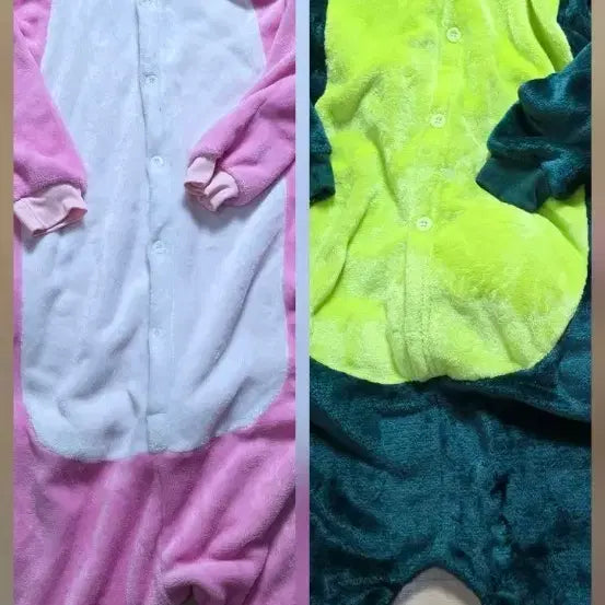[BUNJANG] Pink Panther & Dinosaur Pajama Set / 140. 핑크팬더 가슴43.길이 .(둘 다동일.125cm)공룡 가슴47.동물잠옷 세트.