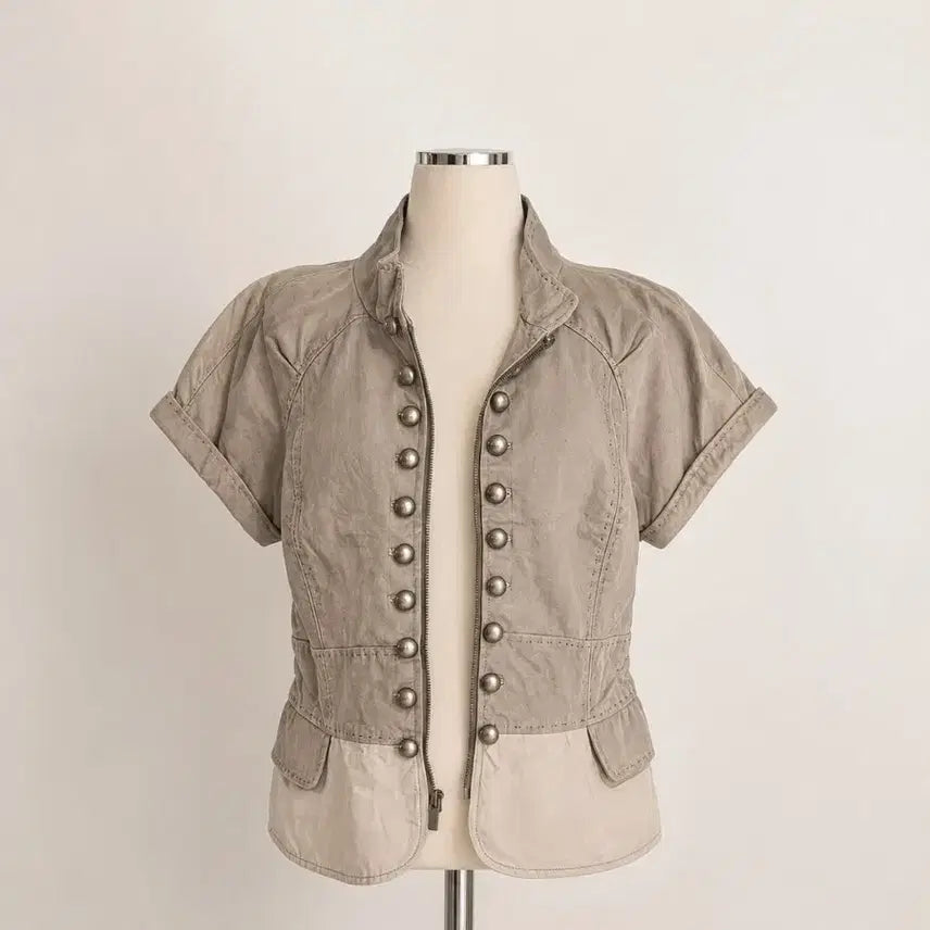 [BUNJANG] BCBG MAXAZRIA Real Leather Short Sleeve Jacket (Size L) / [새상품/택채] BCBG MAXAZRIA 리얼 가죽 반팔 자켓 (L사이즈)