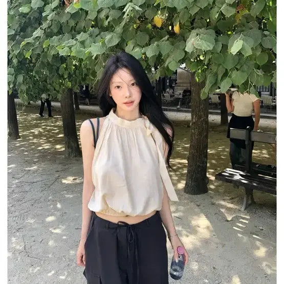 [BUNJANG] Liz Lisa Ete Halter Blouse Pink Beige New / 리즈 더위시 Ete halter blouse 핑크베이지 색상 새상품