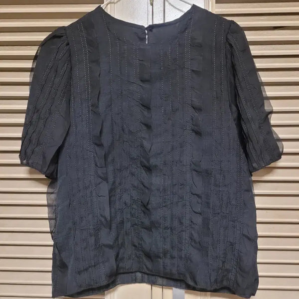 [BUNJANG] Black Puff Sleeve Chiffon Blouse / 블랙 퍼프소매 쉬폰 블라우스
