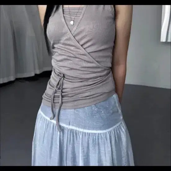 [BUNJANG] Wrap Style Tank Top Women's Clothing / 랩 스타일 탱크탑 여성 의류