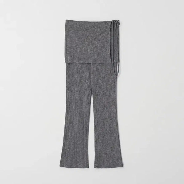 [BUNJANG] Leeds Flare Wrap Pants Charcoal Short / 샵리즈 더위시 플레어 랩팬츠 차콜 숏 Leeds flare wrap pants