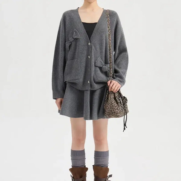 [BUNJANG] Lucky Chouette Ribbon Knit Cardigan / (새상품) Lucky Chouette 25 럭키슈에뜨 리본 니트 가디건