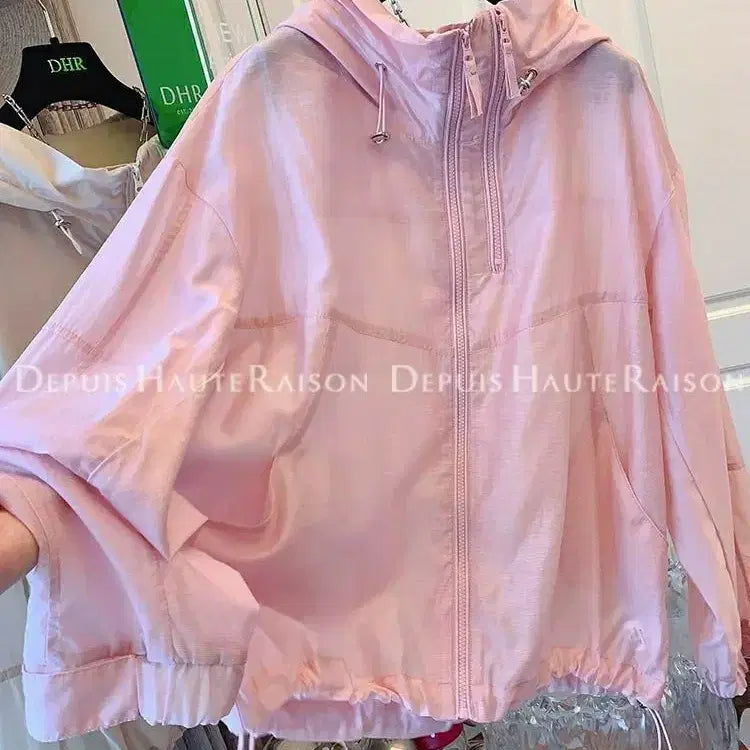 [BUNJANG] DHR Pink Hooded Windbreaker + White Windbreaker Set / DHR 핑크 후드 바람막이+화이트 총2개