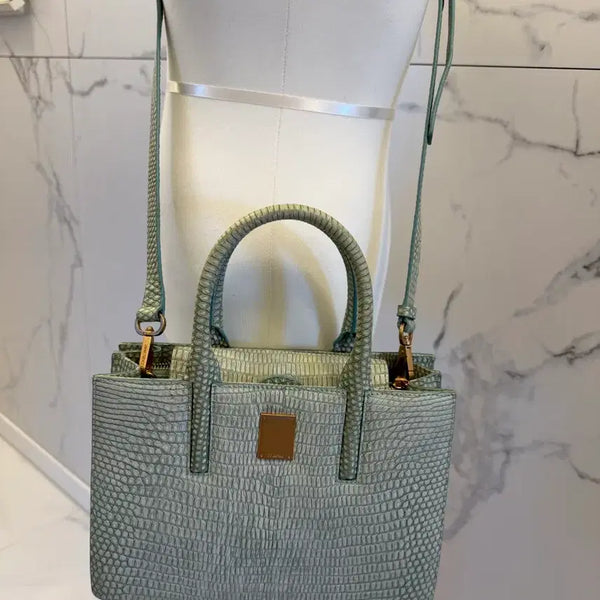 [BUNJANG] Couronne Crocodile Embossed Tote and Cross Bag / 쿠론 악어무늬 토트앤 크로스백