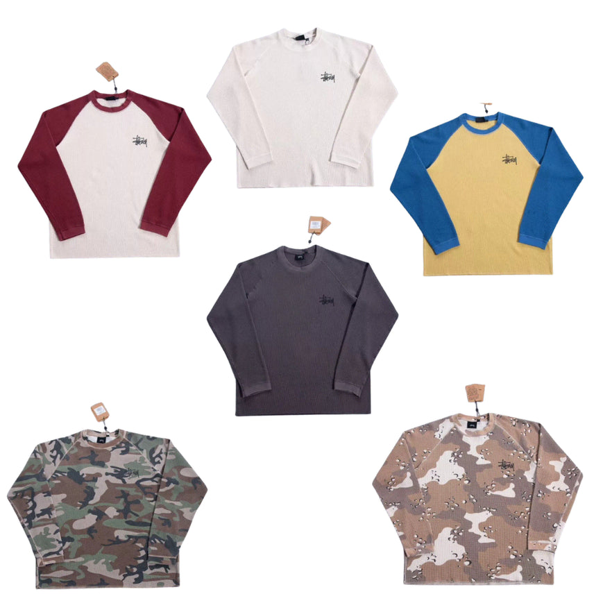 [BUNJANG] Stussy Waffle Knit Raglan Long Sleeve T-Shirt / (S-XL/해외) 스투시 와플 니트 래글런 롱슬리브 티셔츠