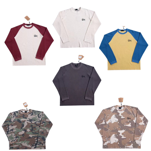 [BUNJANG] Stussy Waffle Knit Raglan Long Sleeve T-Shirt / (S-XL/해외) 스투시 와플 니트 래글런 롱슬리브 티셔츠