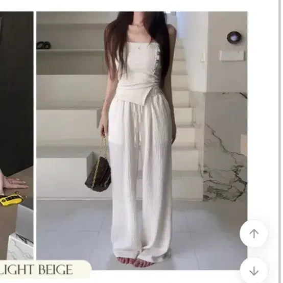 [BUNJANG] AUBY Holly Lubb Stretchy Asymmetrical Top Light Beige / [새상품] 에이블리 홀리 루브 쫀쫀 언발 탑 연베이지
