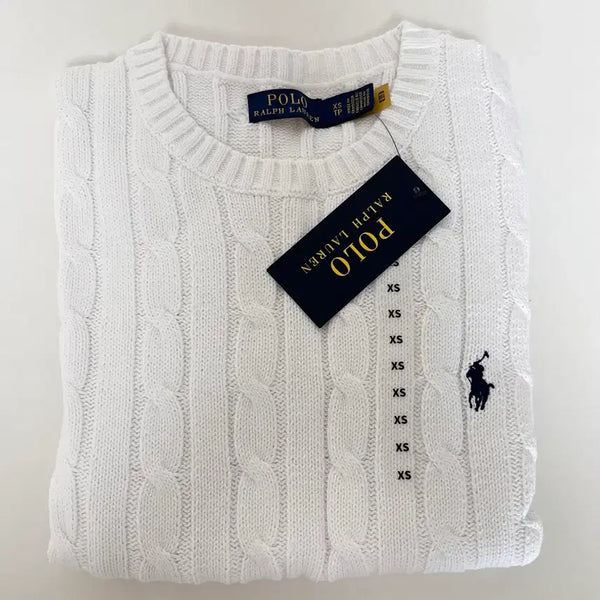 [BUNJANG] Polo Ralph Lauren Cable Knit Short Sleeve T-Shirt Beige / (새상품)폴로 랄프로렌 케이블 니트 반팔 화이트