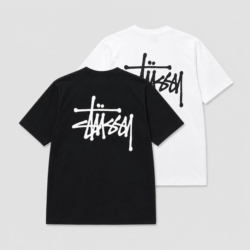 [BUNJANG] Stussy Basic Logo T-Shirt Black White Unisex / [정품][특가]스투시 베이직 로고 반팔 티셔츠 블랙 화이트 남여공용