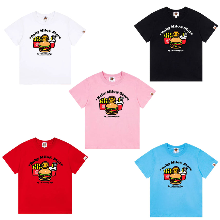 [BUNJANG] Bape Baby Milo Hamburger Kids T-Shirt / (해외/120-160) 베이프 베이비 마일로 햄버거 키즈 반팔 5종