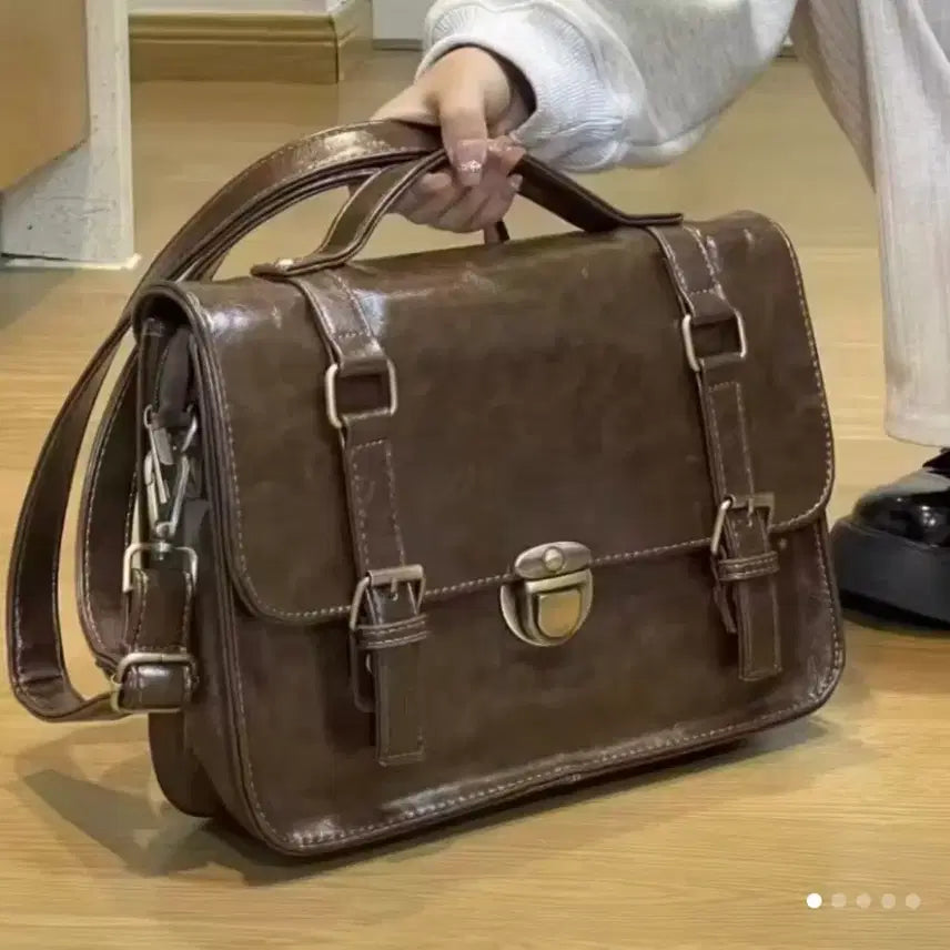 [BUNJANG] Brown Leather Satchel Bag / 여성 가방 브라운 가죽 사첼백
