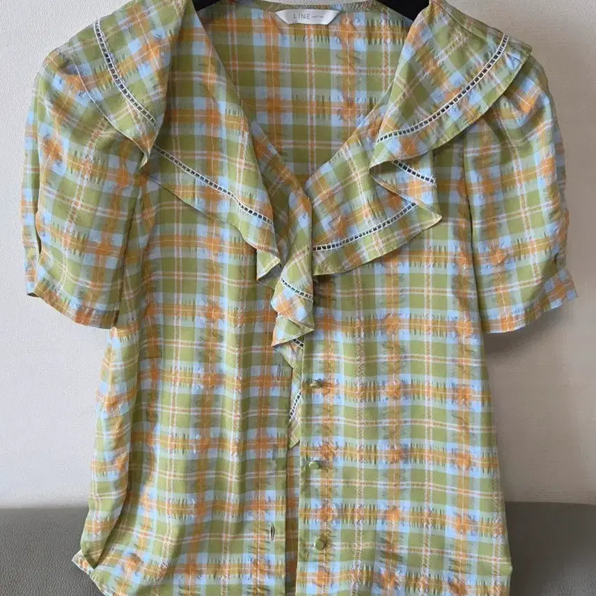 [BUNJANG] LINE EDITION Checkered Blouse / 라인어디션 체크 블라우스
