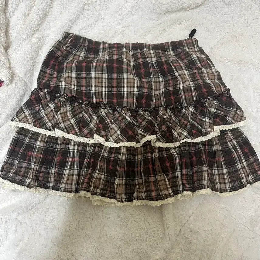 [BUNJANG] Lace Check Tartan Skirt / 레이스 체크 타탄 스커트 모리걸 라떼갸루
