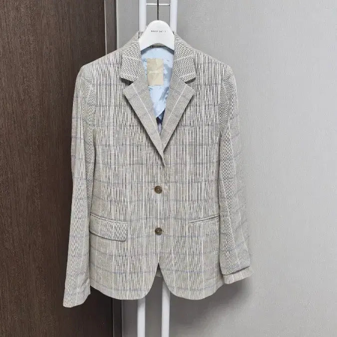 [BUNJANG] Beanpole Linen Blend Summer Jacket Beige/Blue Check (Size S) / 빈폴(S/90) 최상 린넨혼용 썸머쟈켓 베이지블루