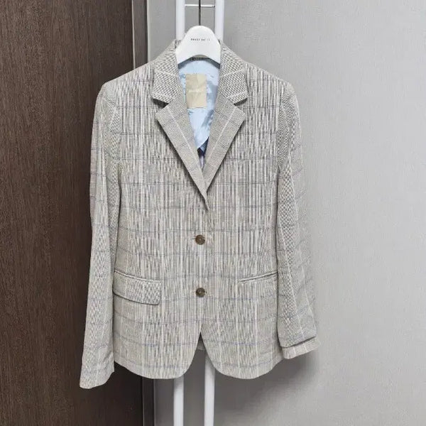 [BUNJANG] Beanpole Linen Blend Summer Jacket Beige/Blue Check (Size S) / 빈폴(S/90) 최상 린넨혼용 썸머쟈켓 베이지블루