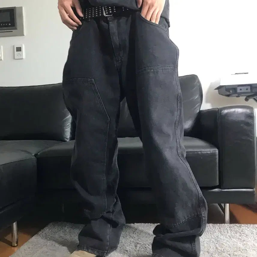 [BUNJANG] Washed Black Carpenter Pants / 워시드 블랙 카펜터 팬츠