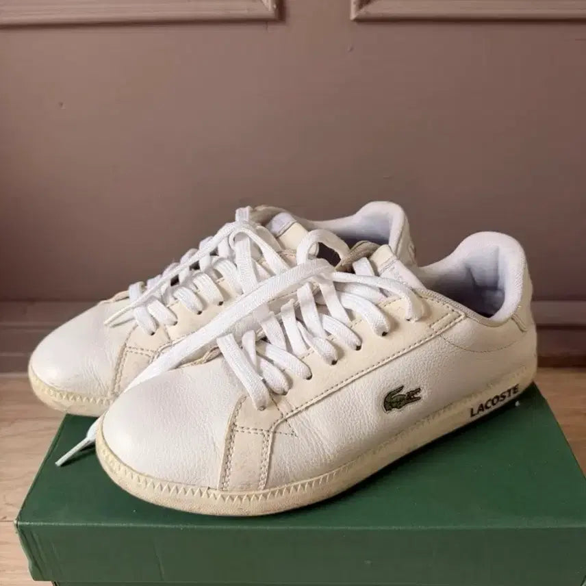 [BUNJANG] Lacoste White Leather Sneakers / 라코스테 스니커즈 화이트 37