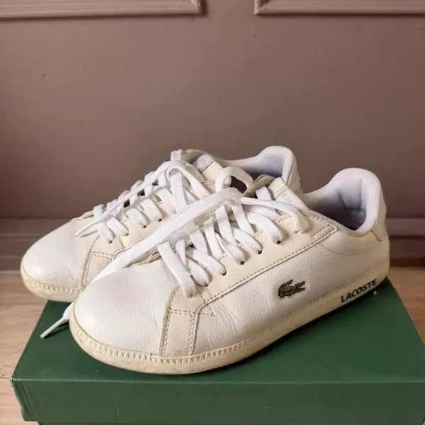 [BUNJANG] Lacoste White Leather Sneakers / 라코스테 스니커즈 화이트 37
