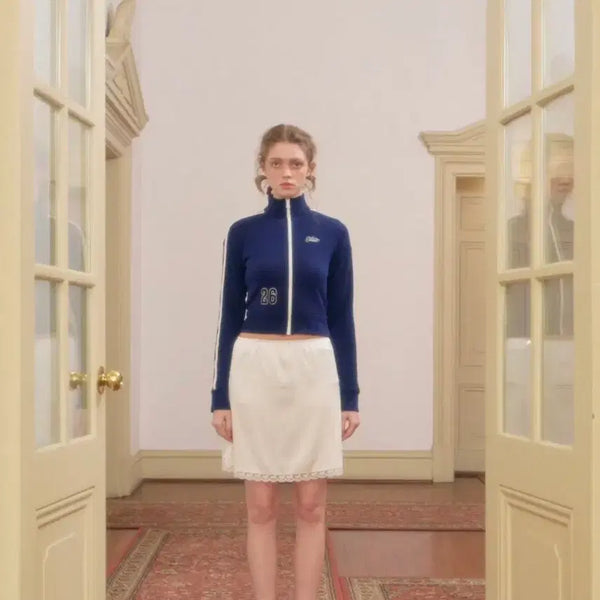 [BUNJANG] Pert Lace Zip-up Track Top Navy / 페르트 pehrt 레이스 집업 트랙탑 네이비