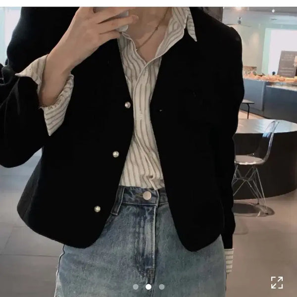 [BUNJANG] Tweed Jacket & Stripe Shirt Set / 트위드 자켓&셔츠 남방 세트 판매