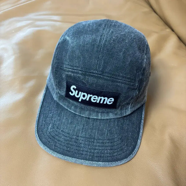 [BUNJANG] Supreme Washed Denim Box Logo Camp Cap Black / 슈프림 캠프캡 모자 박스로고 워시드 데님 블랙