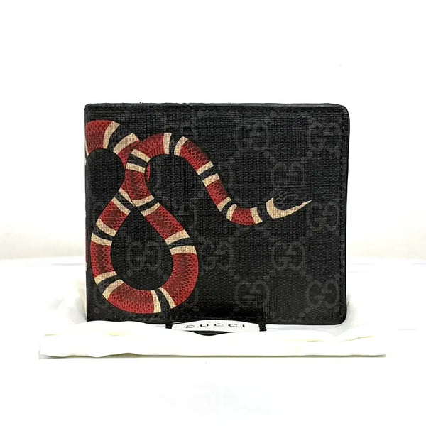 [BUNJANG] Gucci Snake GG Supreme Bi-fold Wallet Black / 구찌 스네이크 GG 수프림 반지갑 블랙