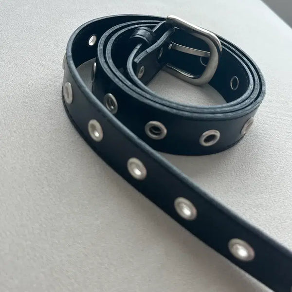 [BUNJANG] Black Ring Detail Belt Set / 블랙 링 장식 벨트 세트