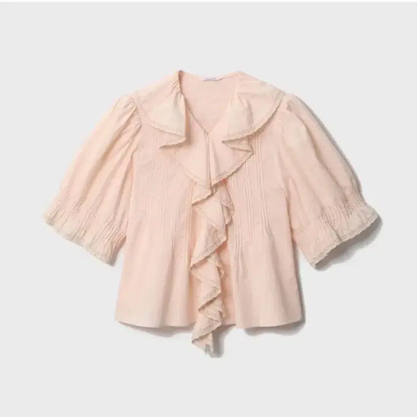 [BUNJANG] WIRARA Cecillia Ruffle Blouse (Ver.2) Peach / 위라라 Cecillia Ruffle Blouse (Ver.2) 피치컬러 판매