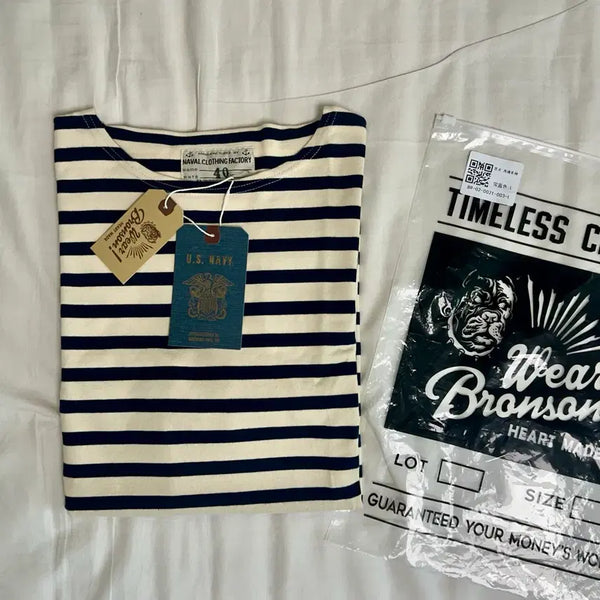 [BUNJANG] Bronson Boatneck Stripe T-Shirt (Size 40/L) / [새상품] 브론슨 보트넥 스트라이프 티서츠 40