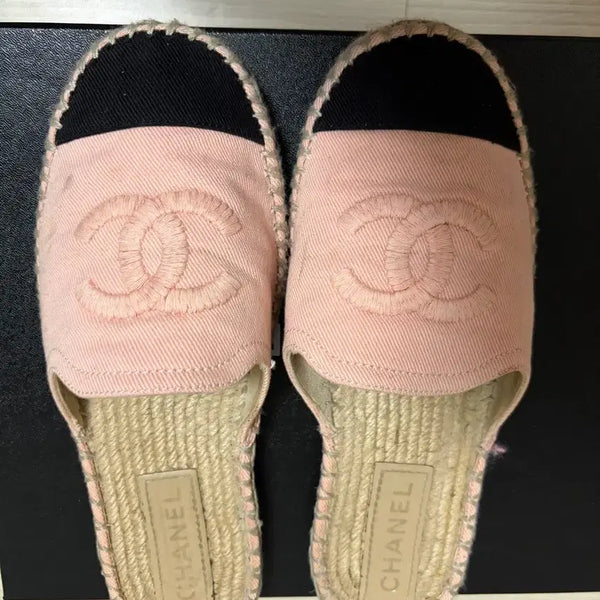 [BUNJANG] Chanel Espadrilles Slippers Pink Size 240/37 / 샤넬 에스파듀