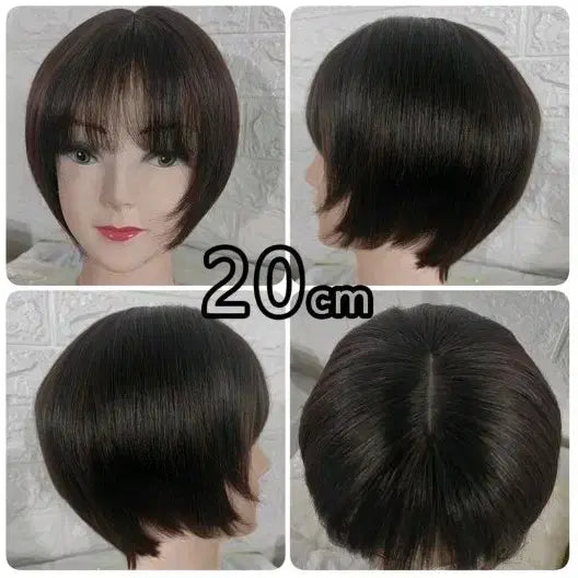 [BUNJANG] GBKING Handmade Bob Cut Full Wig 100% Human Hair Brown 20cm / GBKING 수제 보브컷 통가발 단발머리 인모100% 항암가발 전체가발 브라운 20cm