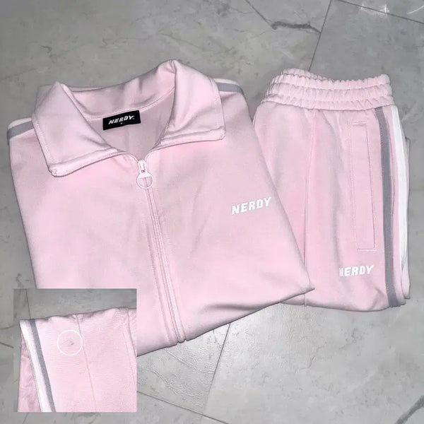 [BUNJANG] NERDY NY Bicolor Track Top Jersey & Track Pants Set / 널디 NY 바이컬러 핑크 트랙 탑 져지, 트랙 팬츠 세트